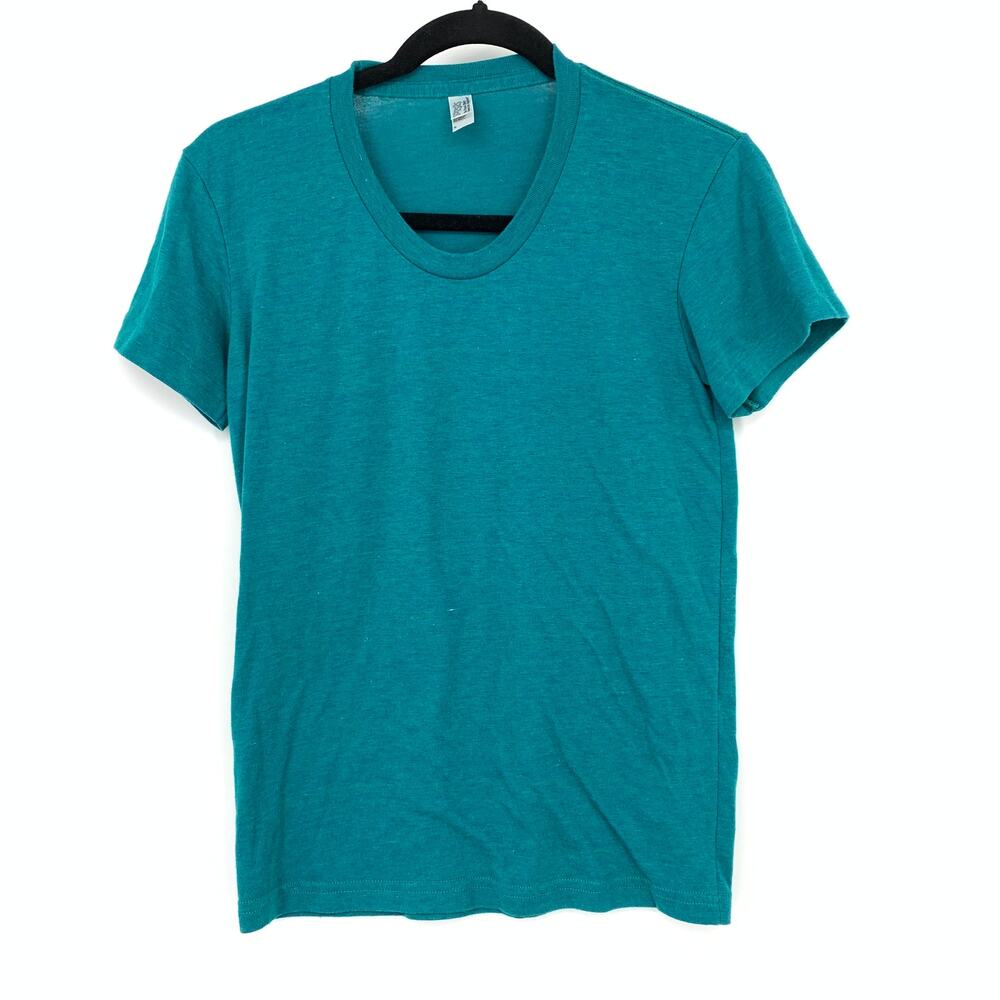 American Apparel The Track Shirt T-Shirt Womens Sz Small Teal Blue Short Sleeve